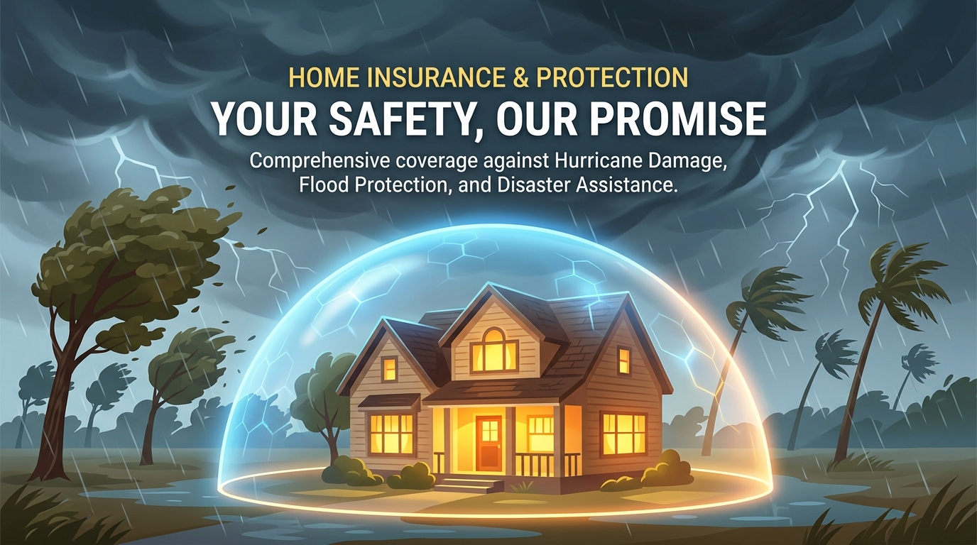 A suburban home showing significant roof and structural damage following a severe hurricane with high velocity winds